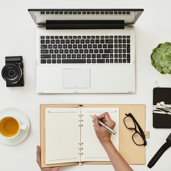 Writing business plans in notepad
